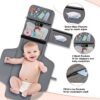 Portable Diaper Changing Pad, Newborn Diaper Changing Pad Baby Changing Pad with Smart Wipes Pocket Waterproof Travel Changing Kit for Girl Boy Baby Shower Gifts (Grey) - Image 2