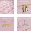 Travel Toiletry Bag For Women,PU Leather Water-resistant Makeup Bag Organizer With Hanging Hook,Cosmetic Bag For Accessories/Cosmetics/Toiletries (Baby Pink) - Image 2