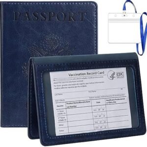 TIGARI Passport Holder Women Men, Travel Must Haves Passport Wallet, PU Leather Passport Cover Protector, Travel Essentials Passport and Vaccine Card Holder Combo, Slim Travel Accessories