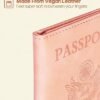 Quatish Passport Holder Women, Travel Must Haves Passport Cover, RFID Travel Wallet Document Holder Waterproof, Leather Passport Book Case, Travel Essentials Pink - Image 3