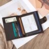 Polare Full Grain Leather Snap Passport and Vaccine Card Holder Combo RFID Blocking Travel Wallet Cover (Dark Brown) - Image 2