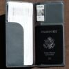 RFID Blocking Slim Minimalist Long Travel Wallet Genuine Leather Passport Holder Travel Cover (Grey) - Image 5