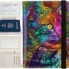 Passport and Vaccine Card Holder Combo Passport Holder with Vaccine Card Slot Wallet Credit Card Protector with RFID Blocking Women Men (vase cat) - Image 6