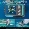 4K Underwater Camera 11FT Waterproof Camera with 32GB Card 48MP Autofocus Dual-Screen Selfie Underwater Camera for Snorkeling Waterproof Compact Floatable Digital Camera 1250mAh Battery Type-C (Blue) - Image 4