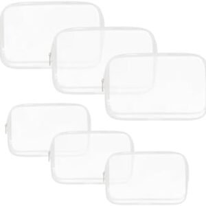 AURUZA 6 PACK Clear Toiletry Bag, TSA Approved Cosmetic Makeup Bags Set, Portable Travel Makeup Bags Zipper PVC Cosmetic Pouch Airport Airline for Travel, Bathroom