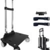 Backpack Trolley Wheeled Cart-Backpack Hand Truck with Luggage Strap,Aluminium Alloy Folding Trolley Cart for Bags Backpack Travel Luggage Cart - Image 8