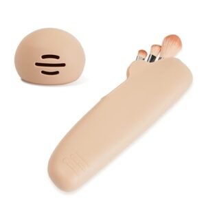 Makeup Brush Holder Blender Sponge Case Set, Half-open Snap Design, Easy to Clean Portable Silicone Brush Bag for Travel