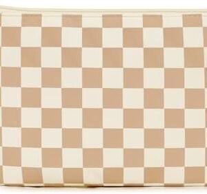 Narwey Small Makeup Bag for Purse Travel Makeup Pouch Cosmetic Bag Zipper Pouch Bags for Women (Light Checkerboard)