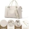 Duffle Bag, Weekender Bags for Women Travel Tote Bags Carry on Bags for Airplanes Overnight Hospital Bag Beige - Image 4