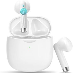 Wireless Earbuds, Bluetooth 5.3 Headphones in Ear with Noise Cancelling Mic, Earbuds Stereo Bass, IP7 Waterproof Sports Earphones, 32H Playtime USB C Charging Buds White for Android iOS