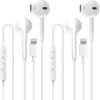 2 Pack A-pple Earbuds for iPhone Headphones Wired Lightning Earphones Headphones with Built-in Mic and Volume Control for iPhone 14Pro Max/14/13/12/11 Support All iOS System