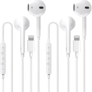 2 Pack A-pple Earbuds for iPhone Headphones Wired Lightning Earphones Headphones with Built-in Mic and Volume Control for iPhone 14Pro Max/14/13/12/11 Support All iOS System