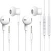 2 Packs Wired Earbuds Headphones with 3.5mm Jack Built-in Microphone Volume Control in-Ear Earphones Headsets Compatible with iPhone 6S/6/MP4/iPod/Android/Computer