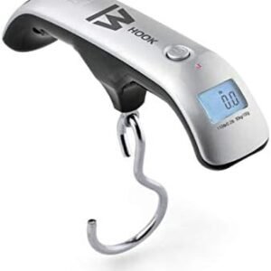 Truweigh Hook Digital Luggage Scale - (110lb x 0.2lb - Silver) - Portable Luggage Scale - Portable Handheld Baggage Scale for Travel - Luggage Weight Scale - Fish Weight Scale - Handheld Fish Scale