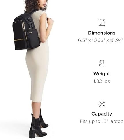 TUMI - Voyageur Celina Backpack - Men's & Women's Backpack - Travel Bag - Black & Gold Hardware - Image 7