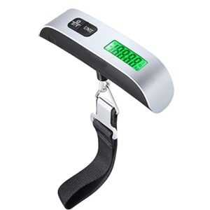 Digital Luggage Scale, 110lbs/50kg Hanging Baggage Scale with Backlit LCD Display, Portable Suitcase Weighing Scale, Travel Luggage Weight Scale with Hook, Strong Straps for Travelers