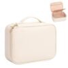 OCHEAL Makeup Bag, Cute Makeup Organizer Bag Potable Make up Bag for Toiletry Cosmetics Accessories with Divider and Brushes Compartments, Travel Case for Women Girls- Beige White - Image 8