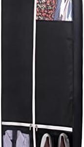 SLEEPING LAMB 54'' Gusseted Garment Bags for Travel Breathable Suit Bags for Men Travel for Dress, with Two Mesh Pockets, Black