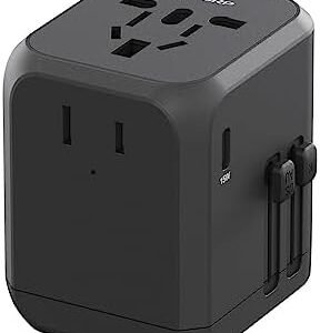 ELEGRP Universal Travel Adapter, International Travel Power Adapter with USB C Port, Travel Worldwide Essentials Wall Charger, Type C/G/A/I All in One Power Adapter, FCC, 1 Pack