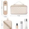 Cessfle Travel Makeup Bag Set, Checkered Makeup Bag with Travel Makeup Brush Holder Leather Travel Toiletry Bag Set Large Capacity Travel Cosmetic Bag Makeup Organizer for Women… - Image 7