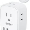 European Travel Plug Adapter, LENCENT International Type-C Foldable Power Plug with 4 Outlets, USB C Charger Adaptor, US to Most of Europe EU Iceland Spain Italy France Germany, Cruise Ship Approved