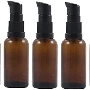 6 Pcs 30ml Amber Glass Travel Bottles for Toiletries Refillable Travel Size Liquid Containers Glass Lotion Pump Bottle Mini Soap Pump Dispenser Cosmetic Container Bottle Travel Accessories