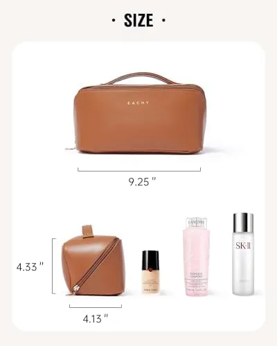 EACHY Travel Makeup Bag,Large Capacity Cosmetic Bags for Women,Waterproof Portable Pouch Open Flat Toiletry Bag Make up Organizer with Divider and Handle - Image 6