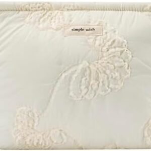 uekeboag White Quilted Cotton Makeup Pouch,Coquette Quilted Toiletry Bag for Women and Girls, Floral Coquette Organizer Bag, Aesthetic Travel Cosmetic Bags(02White Flower)