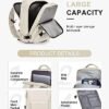 Carry On Backpack for Women, Airline Approved Large Travel Backpack Flight Approved, Waterproof 17 Inch Laptop Backpack Business Work Backpacks Bag Men Beige Mochila De Viaje - Image 4