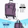 BAGSMART Expandable 20 inch Carry on Luggage Airline Approved, Lightweight Carry on Suitcase with Spinner Wheels, Family Travel Suitcase Set with Duffle Bag - Violet - Image 5