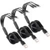 3 Pack 3 in 1 Multi USB Retractable Charger Cable,Fast Multiple Charging Cord Adapter with iOS/USB-C/Micro-USB Port Adapter, Compatible with Cell Phones Tablets Universal Use