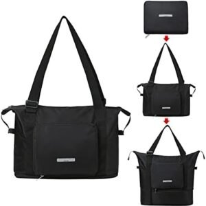 Hanke Expandable Foldable Travel Duffel Bag Collapsible Carry On Bag with Luggage Strap for Airplanes, Water Resistant Weekender Overnight Bag Fits for Men Women