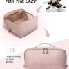 BAGSMART Travel Makeup Bag - Water-Resistant Portable Cosmetic Pouch, Flat Open Organizer for Toiletries and Brushes, Pink - Image 2