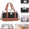 Travel Duffel Bag, ETRONIK Gym Bag for Women with Shoes Compartment & Wet Pocket, Carry On Weekender Bag with Toiletry Bag, Overnight Bag for Hospital, Yoga, Sports (Brown) - Image 4