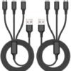 3 in 1 Charging Cable Multi Phone Charger 3 Way Charger Cord Multiple Devices USB Cable Type C/Micro USB for iPhone/Android/Tablet/Samsung Galaxy/iPad/Cell Phone (2 Pack 4FT)