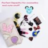 Preppy Patch Small Toiletry Bag, Cartoon Leather Makeup Bag with Double Zipper, Gift for Women and Teenage Girls for Disney World Essentials - Image 4