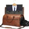 STOVER Convertible Garment Bag, Leatheret Carry on Travel Duffel Bag with Shoe Compartment for Men Women - 2 in 1 Hanging Suit Bag (Brown) - Image 2