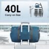 WANDF Foldable Duffel Bag 40L with Shoes Compartment, Overnight Weekender Travel Duffle for Men Women Water-proof & Tear Resistant (Blue) - Image 2