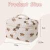 RSRSLEII Large Quilted Makeup Bag for Women and Girls, Cute Coquette Floral Cotton Cosmetic Bag, Aesthetic Travel Organized Toiletry Bags (03 Striped Bears) - Image 2