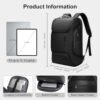 Laptop Backpack For Men,15.6Inch Computer Bag Waterproof Travel Backpack 20L Airline Approved Mens Work Backpack With USB Charging Port, Smart Weekender Carry On Backpack for Office,Business-Black - Image 2