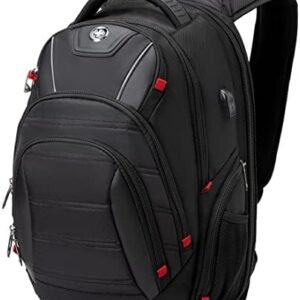 Swissdigital Design Men's Laptop Backpack for College and Business Travel with Integrated USB Charging Port and RFID Protection Fits Laptops up to 15.6 inch (CIRCUIT J14-BR)