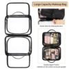OCHEAL Makeup Bag, Double Layer Clear Make up Bag Organizer, Large Capacity Cosmetic Bag for Women Travel Beauty Essentials,Multiple Compartments Makeup Case Zipper Pouch -Clear - Image 3
