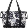 Radefasun Travel Tote Bags with Trolley Sleeve Expandable Extra Waterproof Oxford Duffel Bag with Wheels Lightweight Traveling Foldable Suitcase 45x24x75cm Black Elephant