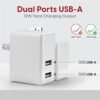 USB Wall Charger 12W/2.4A by TalkWorks - Dual Port Universal Cell Phone Charger Adapter For Apple iPhone, iPad, Nintendo Switch, Android for Samsung Galaxy, Bluetooth Speaker, Tablet - White - Image 2