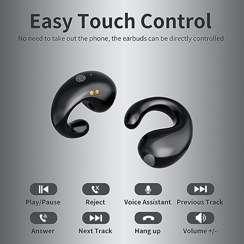 Open Ear Clip Headphones, Wireless Earbuds Bluetooth 5.3 Sports Earphones Built-in Mic with Ear Hooks, 36H Playtime Charging Case LED Display, IP7 Waterproof Fitness Ear Buds for Exercise - Image 6