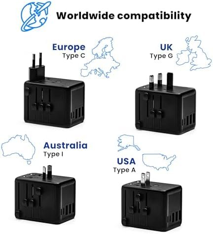 PD 35W Universal Travel Adapter Worldwide - 6in1 Powerful European Travel Plug Adapter with 3 USB-A, 35W PD Fast Charging Port USB C Wall Charger - All in One International Plug Adapter - Image 6