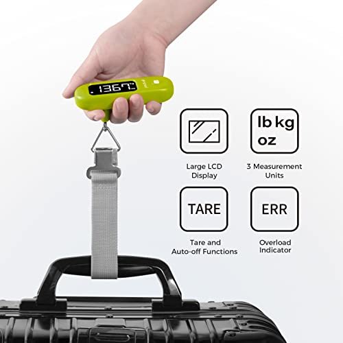 pack all 110 Lbs Luggage Scale, Digital Handheld Baggage Scale, Travel Suitcase Weight Scale with LCD Display, Battery Included, Apple Green - Image 3