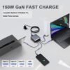 150W USB-C Charger,4 Ports GaN Desktop Charger,USB C Charging Station;Laptop Charger fit for MacBook Pro/Air M1 M2, Dell XPS/HP/Lenovo/Asus/Acer/Steam Steak Deck All Computer or Smart Phone - Image 3