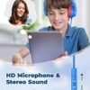 iClever Kids Headphones for School Travel, Safe Volume 85/94dB, HD Mic Stereo Sound Over-Ear Girls Boys Headphones for Kid, FunShare Foldable 3.5mm Wired Kids Headphones for iPad Computer - Image 2