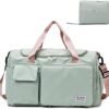 Travel Bag, Large Capacity Folding, Sports Gym with Wet Pocket & Shoes Compartment, Foldable Duffel, Weekender Overnight for Women and Man (Green)